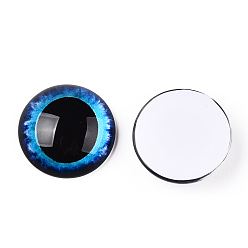 Deep-Sky-blau Glas cabochons, halbrund mit Auge, Deep-Sky-blau, 20x6.5 mm