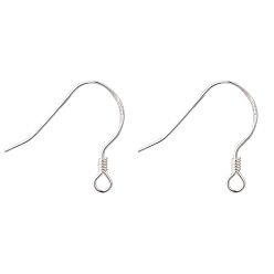 Silver 925 Sterling Silver Earring Hooks, with 925 Stamp, Silver, 15x18x1mm, Hole: 1.5mm, 24 Gauge, Pin: 0.5mm
