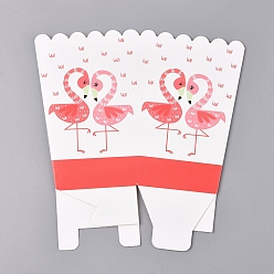 Flamingo Flamingo Pattern Paper Popcorn Boxes, Pop Corn/Candy/Sanck Boxes, Party Decoration, Flamingo, 16.3x15.7x0.1cm, Finished Product: 11.8x7.8x8cm