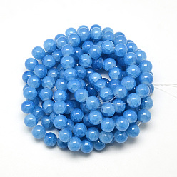 Dodger Blue Baking Painted Crackle Glass Bead Strands, Round, Dodger Blue, 8mm, Hole: 1.3~1.6mm, about 100pcs/strand, 31.4 inch