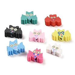 Mixed Color Handmade Polymer Clay Beads, Bat, Mixed Color, 7~9x11~12x4mm, Hole: 1.8mm