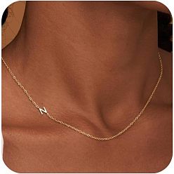 Letter N Латунные начальные звенья цепи ожерелья для женщин, Письмо N, 15.75 дюйм (40 см)