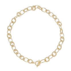 Золотой 11мм латунная текстурированная кабельная цепочка или ожерелья для женщин, золотые, 17.13 дюйм (43.5 см)