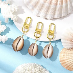 Золотой Подвески из натуральных ракушек каури, с сплава шарнирного когтя омара застежками, золотые, 69~77 мм