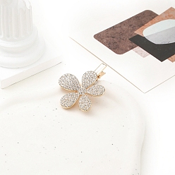 Цветок Позолоченные металлические заколки для волос из кожи аллигатора с хрустальными стразами, блестящие аксессуары для волос для девочек и женщин, цветок, 49x37 мм