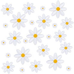 Белый 40 шт. 4 стили полиэстер вышивка нить приклеивание/пришивание заплаток, аппликации из ткани, маргаритка, белые, 12~41x1.5 мм, 10 шт / стиль