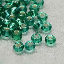 Medium Sea Green 6/0 Grade A Round Glass Seed Beads, Silver Lined, Medium Sea Green, 6/0, 4x3mm, Hole: 1mm, about 4500pcs/pound