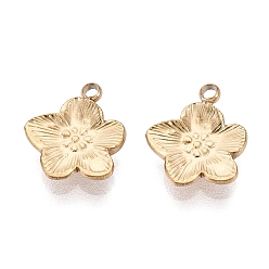 Echt 18 k vergoldet 304 Edelstahl Reize, Blume Reize, Ionenbeschichtung (ip), poliert, echt 18 k vergoldet, 10x9x2 mm, Bohrung: 1.2 mm