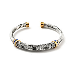 Сапфир 304 открытый браслет-манжета в форме веревки из нержавеющей стали со стразами для женщин, сапфир, внутренний диаметр: 2-1/8 дюйм (5.4 см)