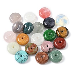 Смешанные камни Подвески в виде пончика/диска из смешанных натуральных и синтетических драгоценных камней, смешанные окрашенные и неокрашенные, 18x7~8.5 мм, отверстие : 2 мм