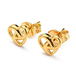Золотой Вакуумное покрытие pvd 304 серьги-гвоздики из нержавеющей стали для женщин, сердце, золотые, 6x7 мм