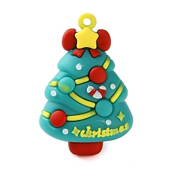 Рождественская елка Подвески из ПВХ на рождественскую тематику, рождественская елка, 48.5x32x23 мм, отверстие : 2.8 мм