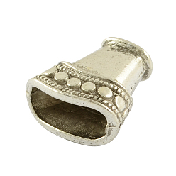 Antique Silver Tibetan Style Alloy Bead Cones, For Tassels Pendant, For Tassels Pendant,  Trapezoid, Apetalous, Lead Free & Cadmium Free, Antique Silver, 16x16x8mm, Hole: 3x6mm, Hole: 5.5x13mm, about 350pcs/1000g