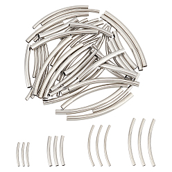 Нержавеющая Сталь Цвет 56шт 4 стиль 304 бусины из нержавеющей стали, изогнутая трубка, цвет нержавеющей стали, 20~40x2~3 мм, отверстие : 1.5~2.5 мм, 14 шт / стиль