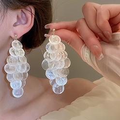 Белый Серьги с болтами, плоско-круглые, с булавками стерлингового серебра, белые, 86x40 мм