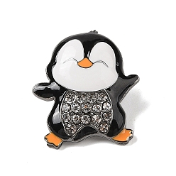 Черный Броши со стразами из цинкового сплава, эмалевые булавки, пингвин, чёрные, 30x26.5x5.5 мм