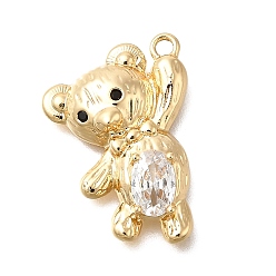 Настоящее золото 14K Латунные микро проложить кубического циркония подвески, нести прелести, реальный 14 k позолоченный, 20x14x4 мм, отверстие : 1.5 мм