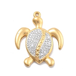 Turtle 304 подвески из нержавеющей стали и полимерной глины со стразами, вакуумные покрытия, черепаха, 30x24x4 мм, отверстие : 1.5 мм