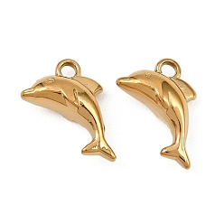 Dolphin 304 подвески из нержавеющей стали, ионное покрытие (ip), реальный 18 k позолоченный, дельфин, 12.5x13x5.5 мм, отверстие : 1.6 мм