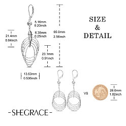 Platinum SHEGRACE Rhodium Plated 925 Sterling Silver Leverback Earrings, Ring and Teardrop, Platinum, 65mm