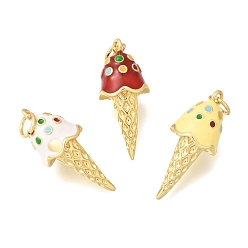 (52) Непрозрачная лаванда Латунные эмалевые подвески, мороженое прелести, без кадмия и без свинца, стойки покрытие, долговечный, реальный 18 k позолоченный, с целью перехода в кольце, разноцветные, 23x10 мм, отверстие : 3.5 мм