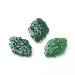 Myanmar Jade Natural Myanmar Jade/Burmese Jade Links connectors, Dyed, 17x23x3~4mm, Hole: 1mm