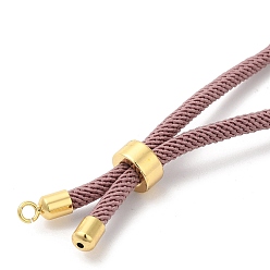 Pale Violet Red Nylon Twisted Cord Bracelet Making, Slider Bracelet Making, with Eco-Friendly Brass Findings, Round, Golden, Pale Violet Red, 8.66~9.06 inch(22~23cm), Hole: 2.8mm, Single Chain Length: about 4.33~4.53 inch(11~11.5cm)