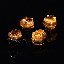 Тигровый глаз Резные фигурки свиней из натурального тигрового глаза, для украшения рабочего стола домашнего офиса, 27 мм