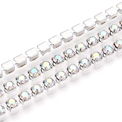 Прозрачный Железо горный хрусталь чашка цепи, с катушкой, серебряные, прозрачные, 3.5x3.5x3 мм, около 30.00 футов (9.14 м) / рулон