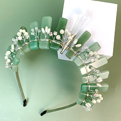 Зеленый Авантюрин Резинки для волос из натурального зеленого авантюрина, резинки для волос в виде цветочного венка, для женщин девушек, 260x160 мм