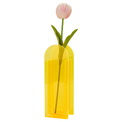 Yellow Rectangle Acrylic Vases Display Decorations, Yellow, 75x56x221mm