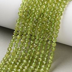 Перидот Природный перидот бисер нитей, граненые, круглые, класс А, 4~4.5 мм, отверстие : 0.7 мм, около 98 шт / нитка, 15.43'' (39.2 см)