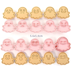Pink Halloween Plastic Cookie Molds, Ghost Halloween Cookie Cutter, Pink, 56x54mm, 10pcs/set