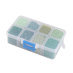Green 1 Box Mixed 6/0 Glass Seed Beads Round  Loose Spacer Beads, Green, 4mm, Hole: 1mm, about 1900pcs/box