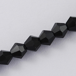 Black Imitation Austrian Crystal 5301 Bicone Beads, Faceted Glass Beads Strands, Black, 2x3mm, Hole: 0.5mm, about 160~180pcs/strand, 16.54 inch~17.32 inch(42~44cm)