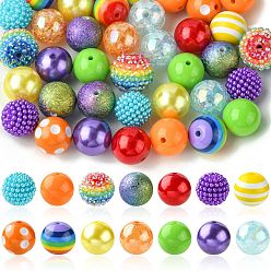 Разноцветный Набор для самостоятельного изготовления браслета-ожерелья цвета конфеты, включая акриловые круглые и металлические разделительные бусины, конец цепи, застежка, провод, красочный, бусины : 19.5~22.5x18~20 мм, отверстие : 2.5~3 мм, 50 шт / комплект