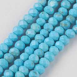 Howlite Chapelets de perles howlite naturelles , teints et chauffée, facette, rondelle, 2.5~3x2mm, Trou: 0.5mm, Environ 175~178 pcs/chapelet, 15.3 pouces ~ 15.5 pouces (39~39.5 cm)