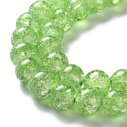 Pale Green Spray Painted Crackle Glass Beads Strands, Round, Pale Green, 10mm, Hole: 1.3~1.6mm, about 80pcs/strand, 31.4 inch