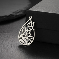 Цветок Подвески из нержавеющей стали, не тускнеющие, цветок, 31x29 мм