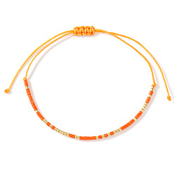 Оранжевый Браслеты из бисера и бусин из богемского стекла, плетеные браслеты из полиэфирного шнура для женщин, колонка, оранжевые, 11.02 дюйм (28 см)