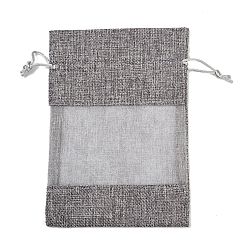 Серый Пакеты для упаковки в хлопок, шнурок сумки, с лентами из органзы, серые, 18.3x13x0.35 см