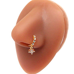 Лист 316l Хирургическое кольцо для носа из нержавеющей стали с кубическим цирконием и подвесками, золотые, лист, 80 мм