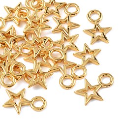 Real 18K Gold Plated SHEGRACE Brass Star Charms, Cadmium Free & Nickel Free & Lead Free, Real 18K Gold Plated, 12x9x1mm, Hole: 2.5mm