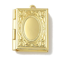 Золотой Подвески латуни медальон, фоторамка-очарование, долговечный, без свинца и без кадмия, книга, золотые, 26.5x19x5 мм, отверстие : 1.9 мм, внутренний диаметр: 15x9.5 мм