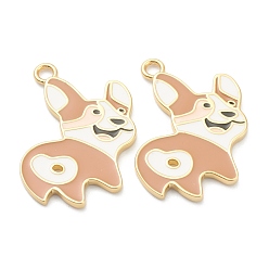 Настоящее золото 18K Латунь эмаль подвески, корги подвески для собак, долговечный, реальный 18 k позолоченный, 24x16x1.5 мм, отверстие : 1.5 мм