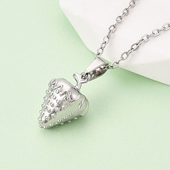 Нержавеющая Сталь Цвет 304 подвесные из нержавеющей стали ожерелья, клубника, не тускнеет, цвет нержавеющей стали, 17.72~18.11 дюйм (45~46 см)