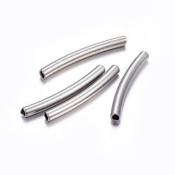 Stainless Steel Color 304 Stainless Steel Tube Beads, Curved Tube Noodle Beads, Curved Tube, Stainless Steel Color, 20x2mm, Hole: 1mm