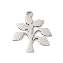 Нержавеющая Сталь Цвет 201 подвески из нержавеющей стали, Дерево прелести, цвет нержавеющей стали, 17x15.5x1 мм, отверстие : 1.4 мм