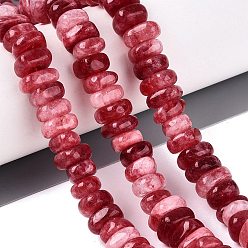 Crimson Dyed Natural Quartz Beads Strands, Nuggets, Heishi Beads, Crimson, 6~13x6~13x3~6mm, Hole: 1~1.2mm, about 80~86pcs/strand, 14.37~15.75 inch(36.5~40cm)