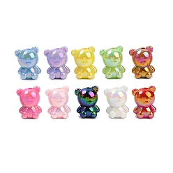 (52) Непрозрачная лаванда Непрозрачные акриловые бусины с УФ-покрытием, радужный, медведь, разноцветные, 22.5x18x14 мм, отверстие : 2 мм